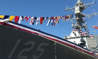 Navy destroyer named after WWII Marine hero christened in Mississippi