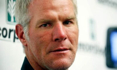 Brett Favre gives a statement in Mississippi welfare case