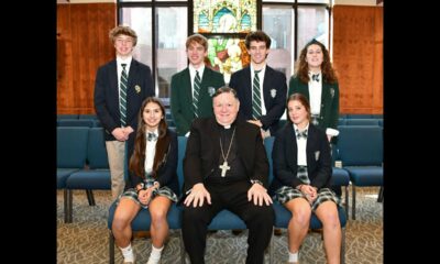 St Patrick Catholic High School Students Interview Bishop Louis Kihneman, Bishop of Biloxi.