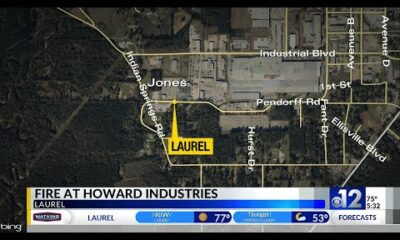 Firefighters respond to fire at Howard Industries in Laurel