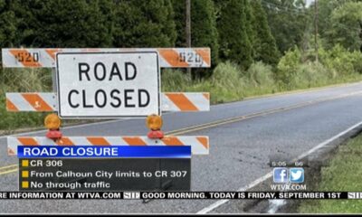 Part of road in Calhoun County now closed