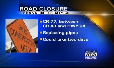 Section of Franklin County Road 77 temporarily closed in Alabama