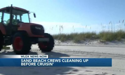 Sand beach crews cleaning up before cruisin’