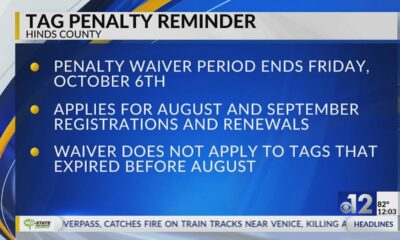 Hinds County tag penalty waiver period ends Friday