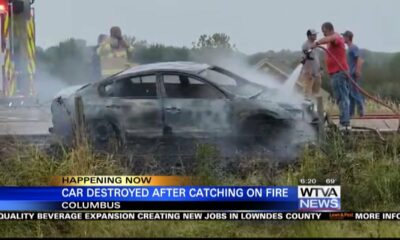 Car destroyed after catching on fire in Lowndes County