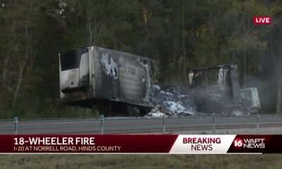 Truck fire slows traffic on I-20 in Hinds County