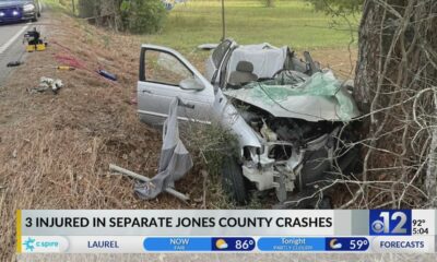 3 injured in separate Jones County crashes