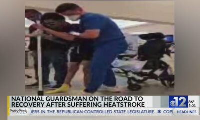 Mississippi guardsman takes first steps after suffering heat stroke