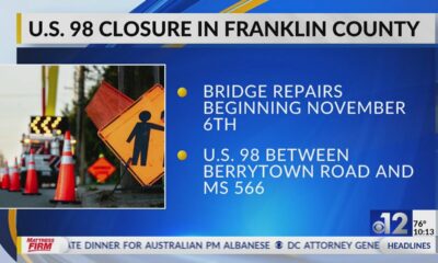 U.S. 98 in Franklin County to close for bridge repairs