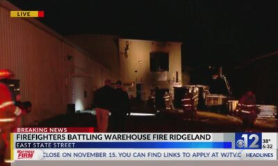 Firefighters battle warehouse fire in Ridgeland