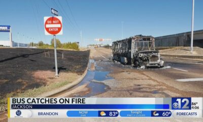 Bus catches on fire in Jackson