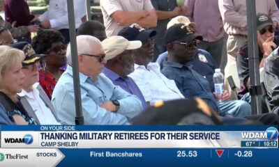 Thanking military retirees for their service at Camp Shelby