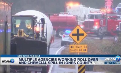 Emergency crews work to clean up Jones County chemical spill