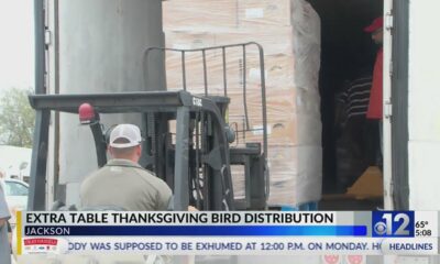 Extra Table holds Thanksgiving bird distribution