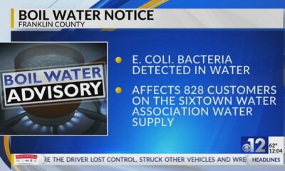 Boil water alert issued for 800 Franklin County customers