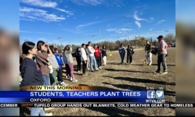 Oxford students plant trees at high school