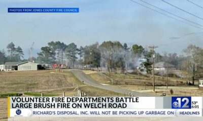 Jones County firefighters respond to 10-acre brush fire