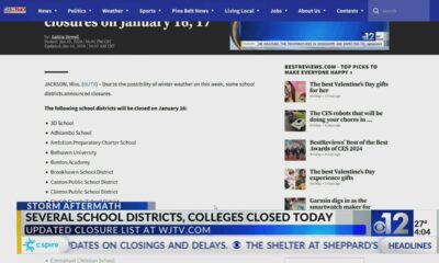 Mississippi school closures on January 16, 17