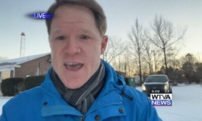 Matt Laubhan takes a sled ride down the WTVA 9 News driveway