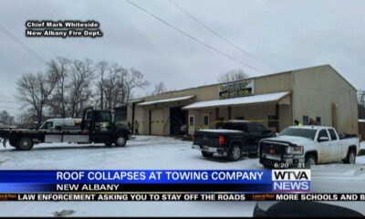 Roof collapses at towing company in New Albany