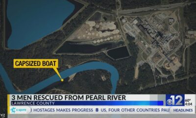 Three men rescued after boat capsizes in Pearl River