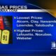 AAA shows highest and lowest gas prices in the region