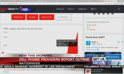 AT&T, other cellular services reported widespread outages Thursday morning
