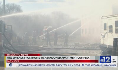 Jackson fire spreads from home to abandoned apartment complex