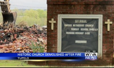 Demolition is underway at Tupelo church two months after fire