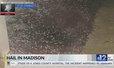 Hail falls in Central Mississippi on Tuesday