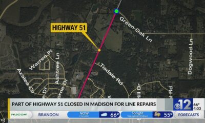 Part of Highway 51 closed in Madison for line repairs