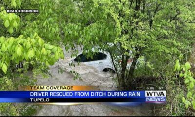 Woman rescued from flood waters after crash in Tupelo