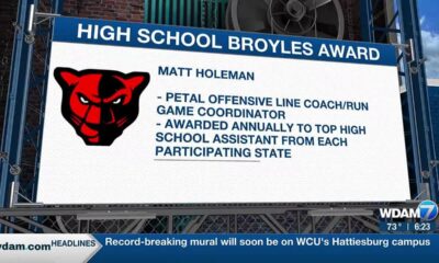 Petal football assistant honored with High School Broyles Award