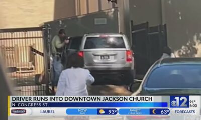 Car crashes through downtown Jackson church's gate