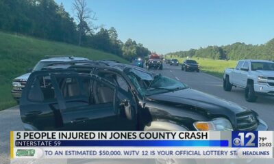 1 adult, 4 children injured in Jones County crash