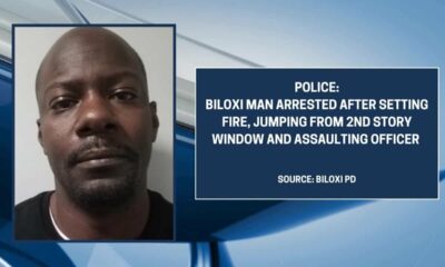 POLICE: Biloxi man arrested after setting fire, jumping from 2nd story window, assaulting officer