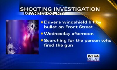 Bullet struck moving vehicle Wednesday in Lowndes County