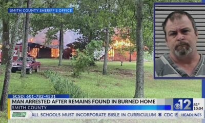 Suspect arrested after man’s remains found inside burned Mississippi home