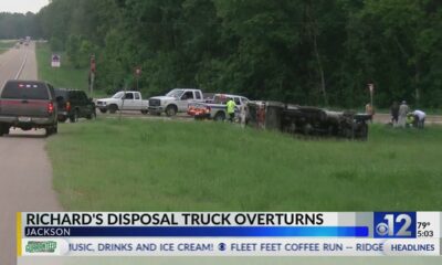Richard's Disposal truck overturns in Jackson