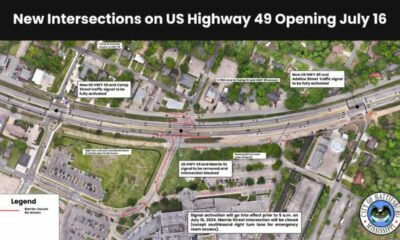 Two new intersections opening on U.S. 49 near Forrest General Hospital