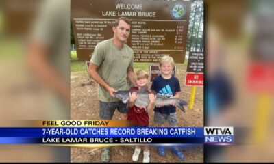 Kids reel in 17-pound catfish in Saltillo