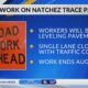 Crews work to level part of the Natchez Trace Parkway