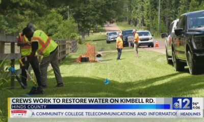 Crews work to restore water on Kimbell Road in Hinds County