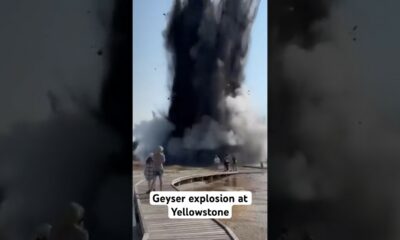 Massive geyser explosion at Yellowstone. Via: CBS #geyser #yellowstone