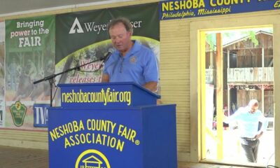 U.S. Senate candidate Ty Pinkins speaks at 2024 Neshoba County Fair