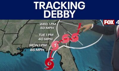 Tropical Storm Debby track: Expected to make landfall as hurricane Monday