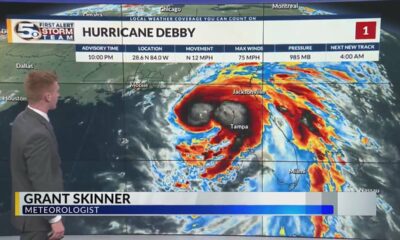 Debby is now a hurricane, Flash flooding ongoing in Florida: Sunday 10p Update