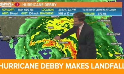 Monday 4am Tropical Update: Hurricane Debby makes landfall in Florida