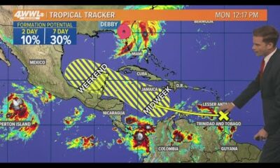 Monday 12 PM Tropical Update: Debby makes landfall, new tropical wave possible