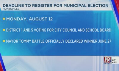 Deadline to Register to Vote in Huntsville Elections Approaching | Aug. 8, 2024 | News 19 at 4 p.m.